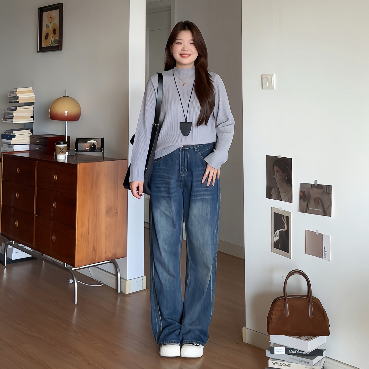 微胖的喵喵大码女装胖mm秋冬穿搭巨显瘦半高领针织毛衣打底衫8178,淘宝优惠券,粉丝福利购,淘宝优惠卷