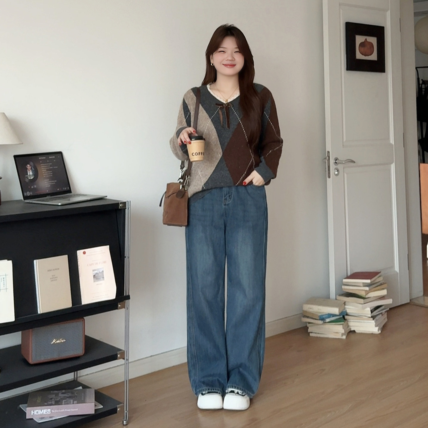 微胖的喵喵大码女装胖mm冬季撞色慵懒风毛衣宽松针织长袖上衣3307,淘宝优惠券,粉丝福利购,淘宝优惠卷