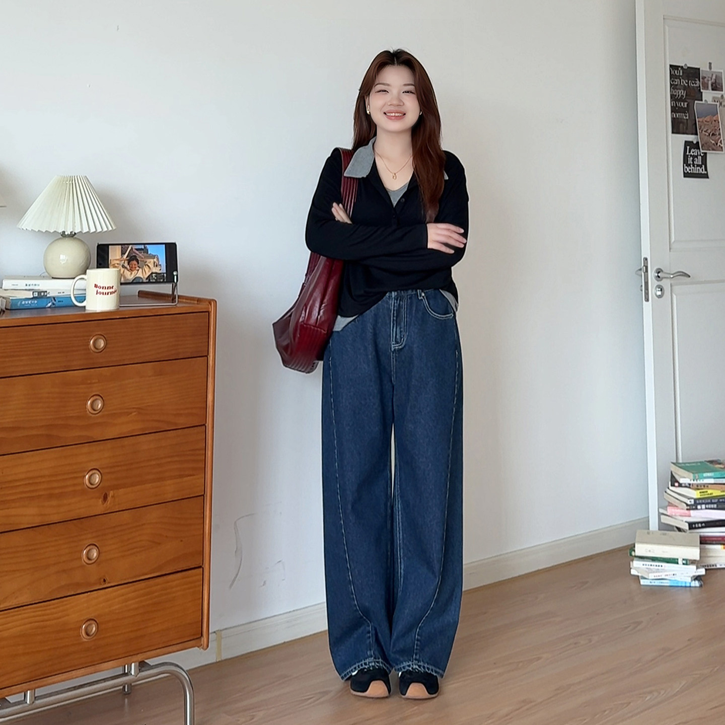 微胖的喵喵梨型大码女裤子胖mm秋冬季穿搭粗腿胯宽直筒牛仔裤2002,淘宝优惠券,粉丝福利购,淘宝优惠卷