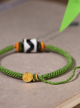 藏传手工编绳虎牙天珠情侣民族风手绳男女文玩简约手链饰品批发