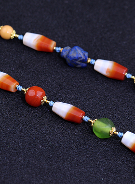 梵间星辰 西藏天然玛瑙 天然羊板眼线珠项链 多圈项链 天珠吊坠