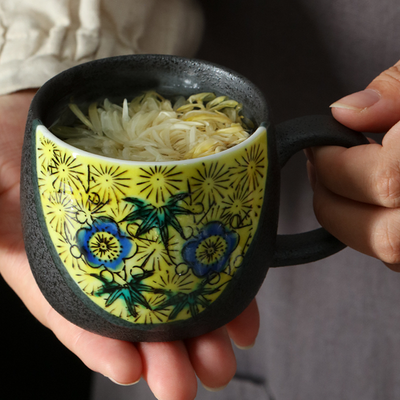 【2件套】日本进口九谷烧陶瓷马克杯情侣对杯结婚礼物咖啡杯茶杯