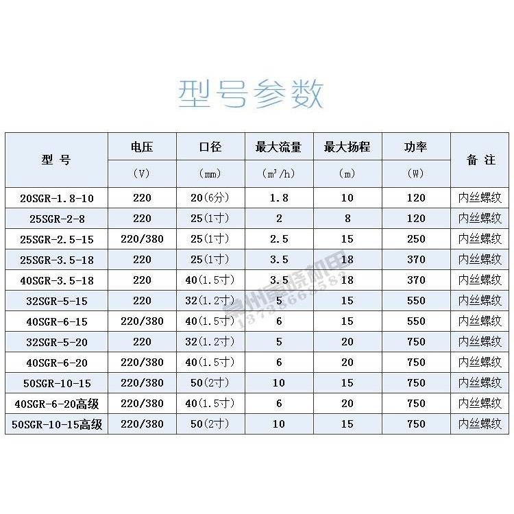 SGR丝口370W热水管道离心泵立式增压泵220V锅炉循环泵加压泵750W