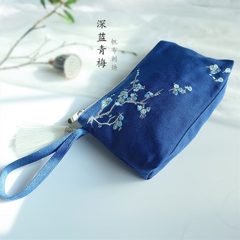 国风布艺简约古风拉链刺绣手机钥匙帆布小包手拿包笔袋零钱包女,淘宝优惠券,粉丝福利购,淘宝优惠卷
