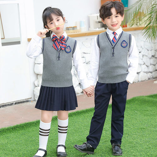 幼儿园园服男女童jk春秋装儿童英伦校服小学生班服秋冬马甲三件套 - 图2