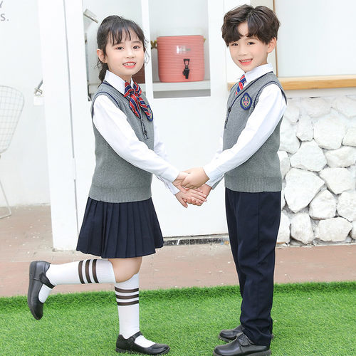 幼儿园园服男女童jk春秋装儿童英伦校服小学生班服秋冬马甲三件套 - 图0