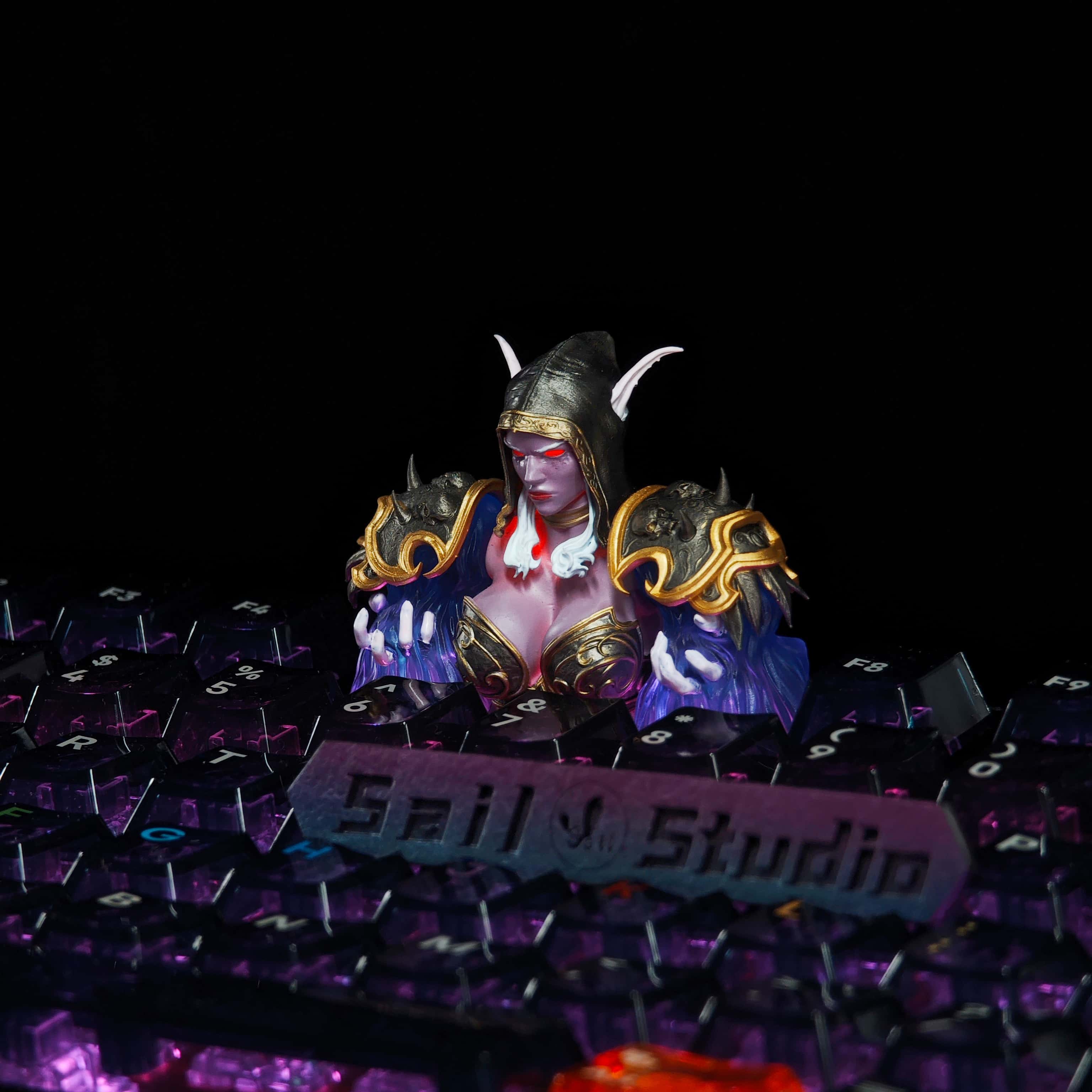 魔兽世界周边键帽女王希尔瓦娜斯为了部落个性艺术创意礼物键盘帽 - 图0