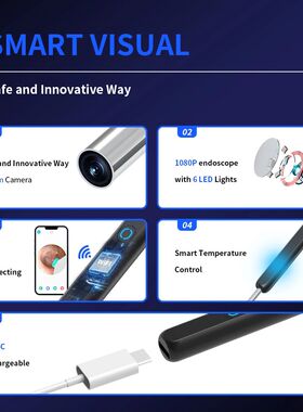Smart Visual Ear Cleaner HD Ear Sticks Otoscope USB C Chargi