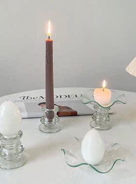 Retro vidro casti?al ornamentos à luz de velas jantar supri