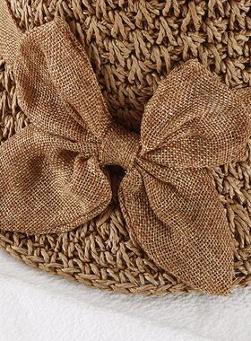 Handmade Women's Straw Panama Hat with Bowknot Detail - Fold