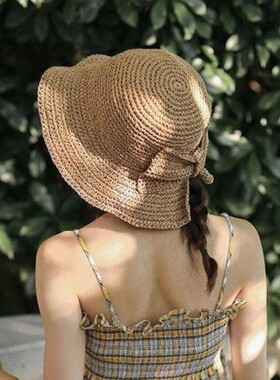 Summer Weaven Hollow Straw Hat Women Fashion Bowknot Sunscre