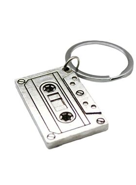 1/2pcs Retro Cassette Tape Keychain Alloy Metal Pendant Key