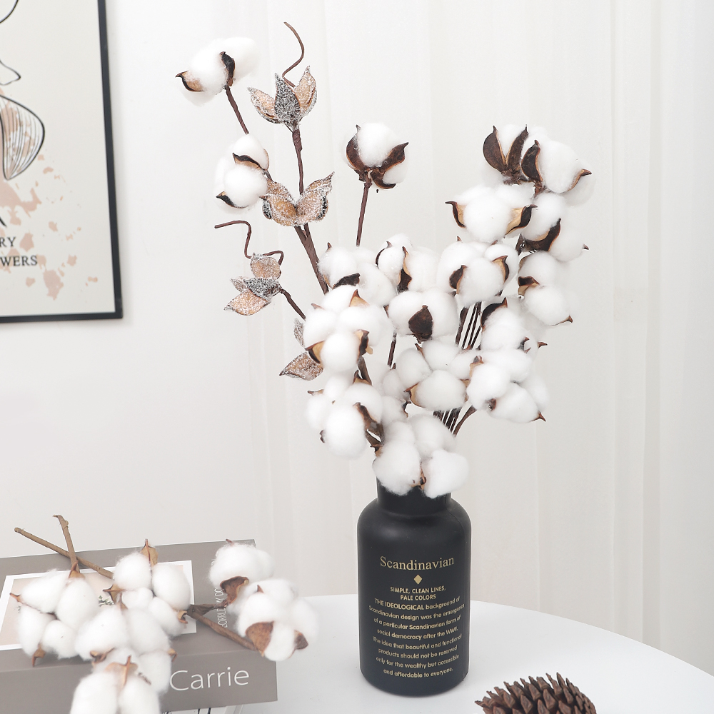 棉花干花永生花圣诞装饰花束新疆棉花插花拍照道具diy天然木棉花 - 图2