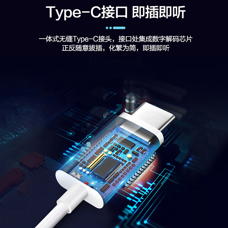 TYPE-C手机耳机DAC数字解码半入耳式线控有线p60平板电脑原装cm33 - 图2