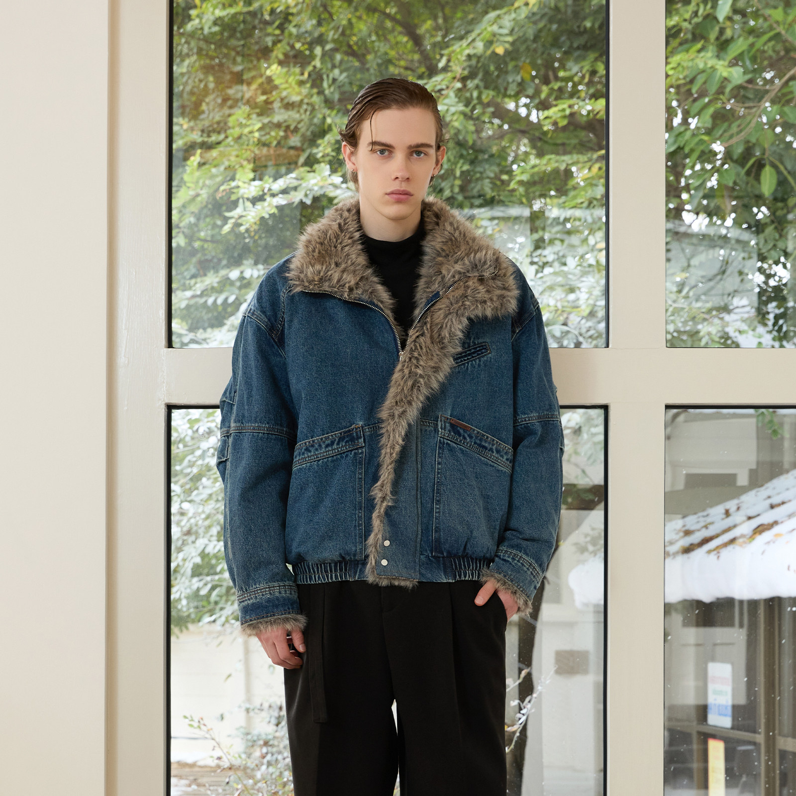 PMET「丹宁雕冕」座山雕毛领牛仔外套 重磅水洗加厚保暖工装外套,淘宝优惠券,粉丝福利购,淘宝优惠卷