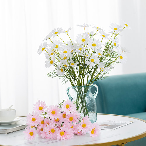 ins洋甘菊仿真花假花束小雏菊仿真花束客厅餐桌摄影拍照装饰道具 - 图0