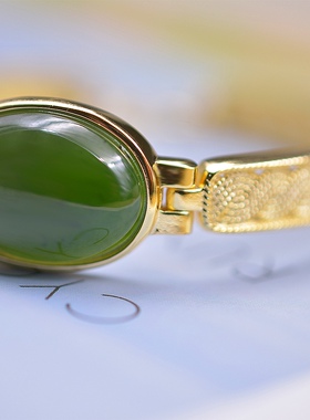 沙金天然和田玉碧玉财源滚滚手镯