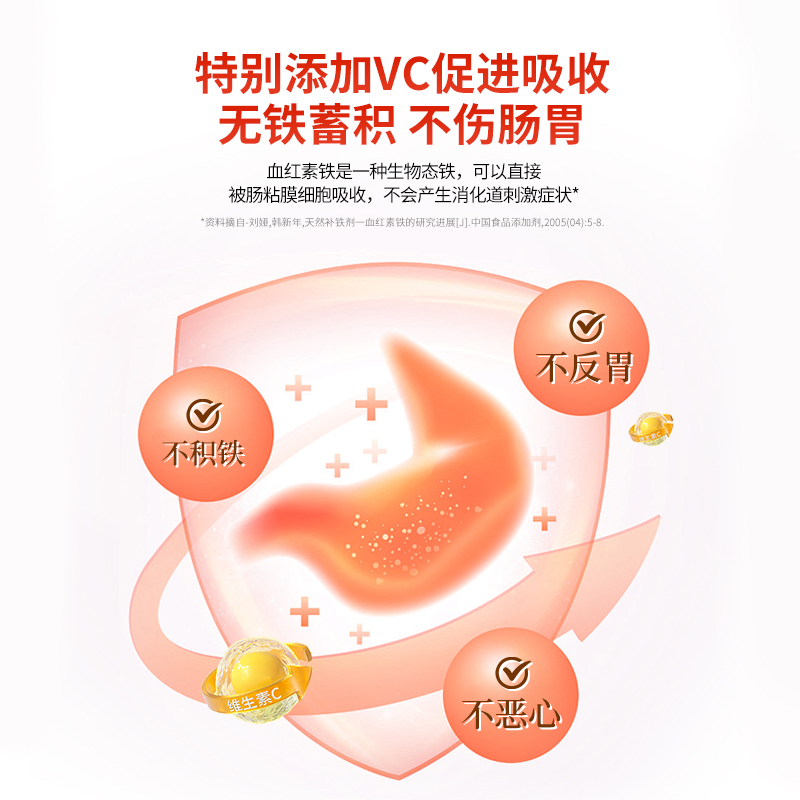 红金速血红素铁维C叶酸软胶囊女人补气养血改善缺铁性贫血 正品