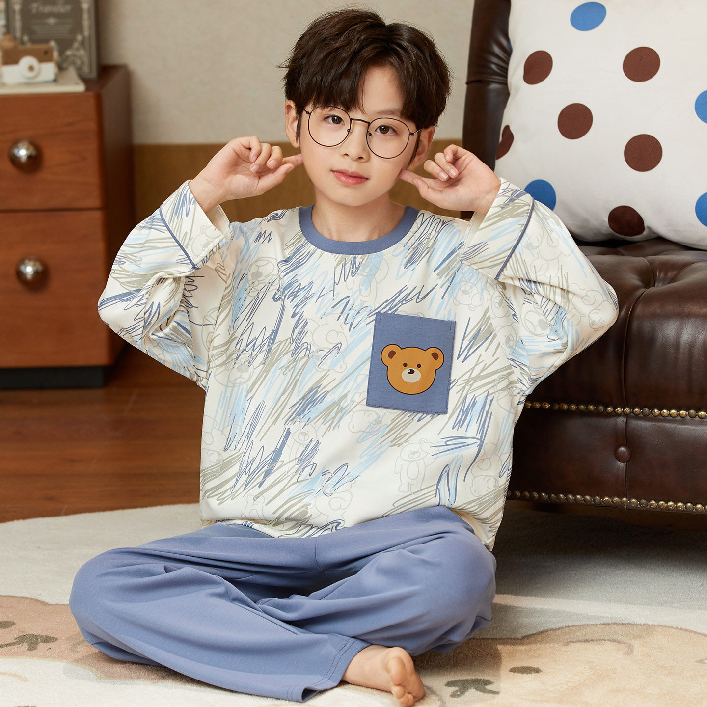蜡笔小新睡衣男童2026新款春秋纯棉长袖薄款男孩中大童儿童家居服,淘宝优惠券,粉丝福利购,淘宝优惠卷