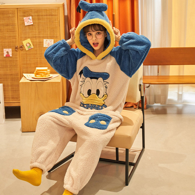 秋冬季珊瑚绒学生可爱大象连体睡衣 蔓菁芳睡衣/家居服套装