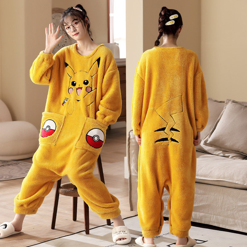 清华北大连体冬季加绒珊瑚绒睡衣 蔓菁芳睡衣/家居服套装