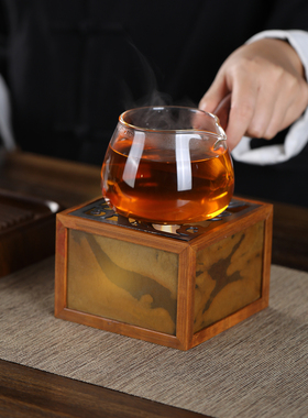 简约手工竹编岩石酒精煮茶炉