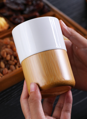 竹水杯咖啡杯陶瓷竹制杯饮料竹杯