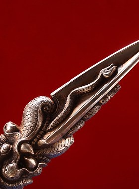 速发藏式普巴金刚杵降魔面纯铁手工普巴橛复古民族风三杵饰品家用