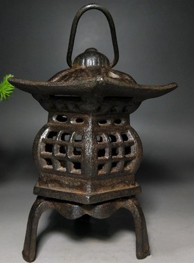 速发铸台油灯仿古烛铁茶室灯塔铁器六摆复古怀旧装饰角件民俗老物