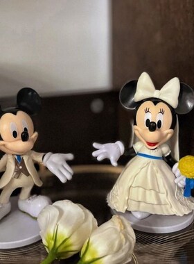 速发米妮婚礼摆件婚纱件鼠米老服桌面摆礼结婚礼物送新人
