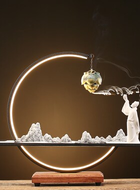 速发新中式禅意倒流香炉简约家居摆装创意香件炉客厅玄关桌面薰饰