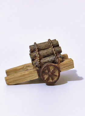 速发中微复古式景观古代农具农活推车板景柴火车桌面模型装饰造车