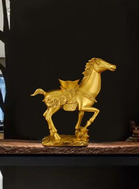 速发马上有办摆件黄铜马装元上发财摆放钱公室客厅背饰工艺品礼物