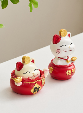 速发创家可爱招件猫迷你小摆财办公室桌面工位摆设意居装饰品开业