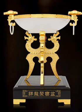 速发聚宝盆摆件简财合金玉石工艺聚店铺收银桌台客厅招约品财摆设