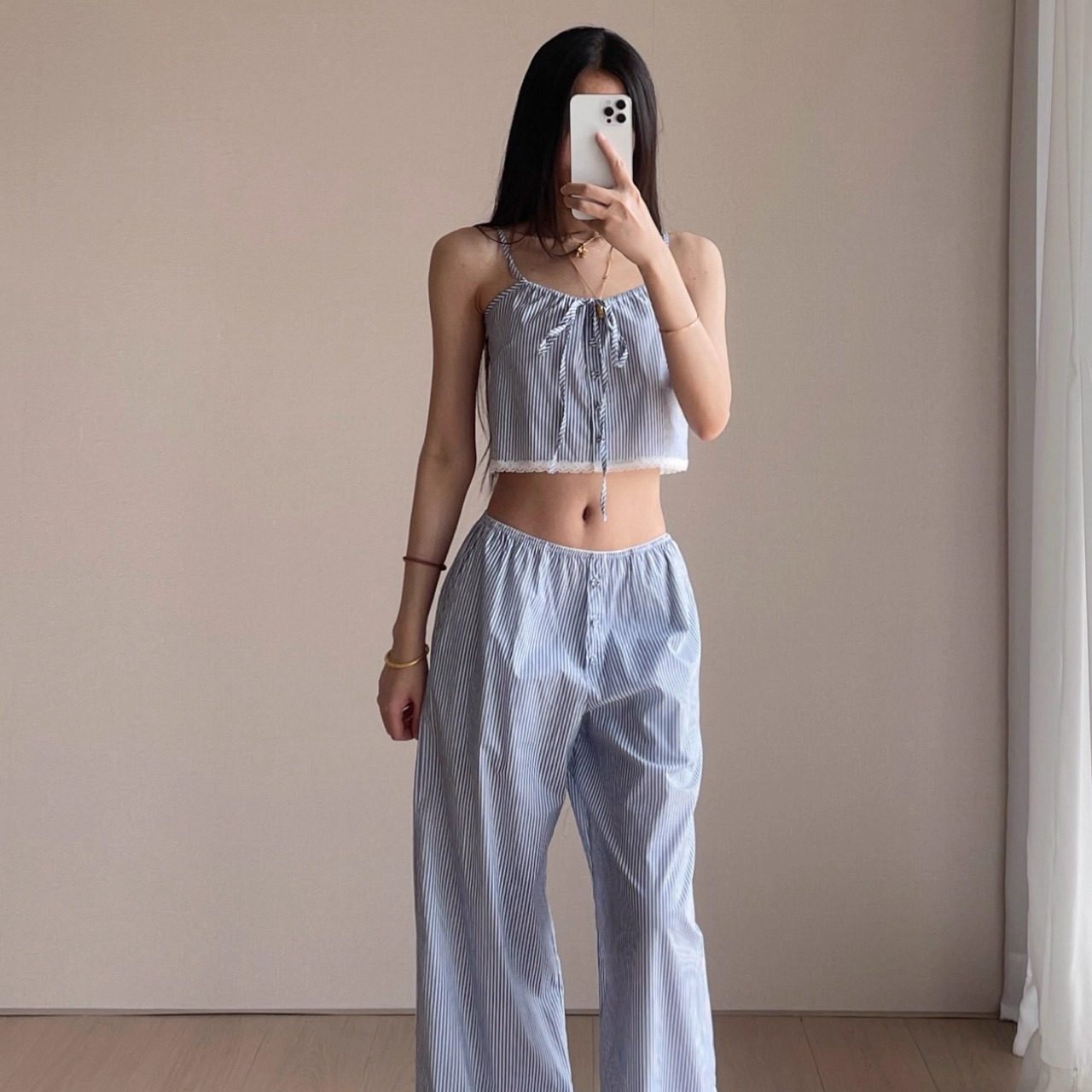 【消烦局长】遛弯系列·休闲条纹阔腿遛弯裤长裤背心吊带上衣套装,淘宝优惠券,粉丝福利购,淘宝优惠卷