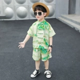 Комплект для мальчиков, детское ханьфу, шелковая летняя одежда, китайский стиль, короткий рукав