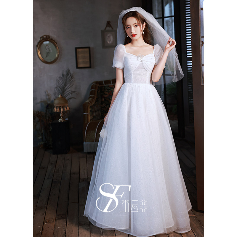 白色女宴会高端法式轻奢气质连衣裙 水云菲女装礼服/晚装