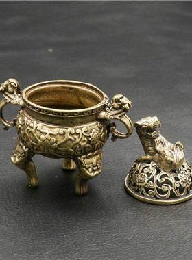 铜做旧摆弥陀黄佛檀JL-香炉香熏香阿炉居家件仿古文玩收藏小铜器