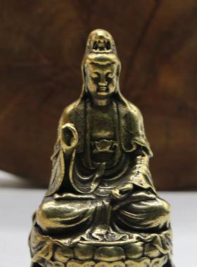 观音菩萨佛像供奉家用纯铜南海坐莲观世音家居摆件送子保平安铜像