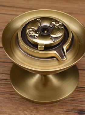 宏达 全黄铜扭乾转坤流香禅倒意沉香倒流香熏香炉意创铜器摆件