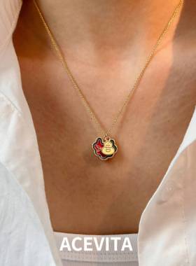 ACEVITA | 招财福运 原创国风多巴胺彩色首饰不掉色18K金锆石项链
