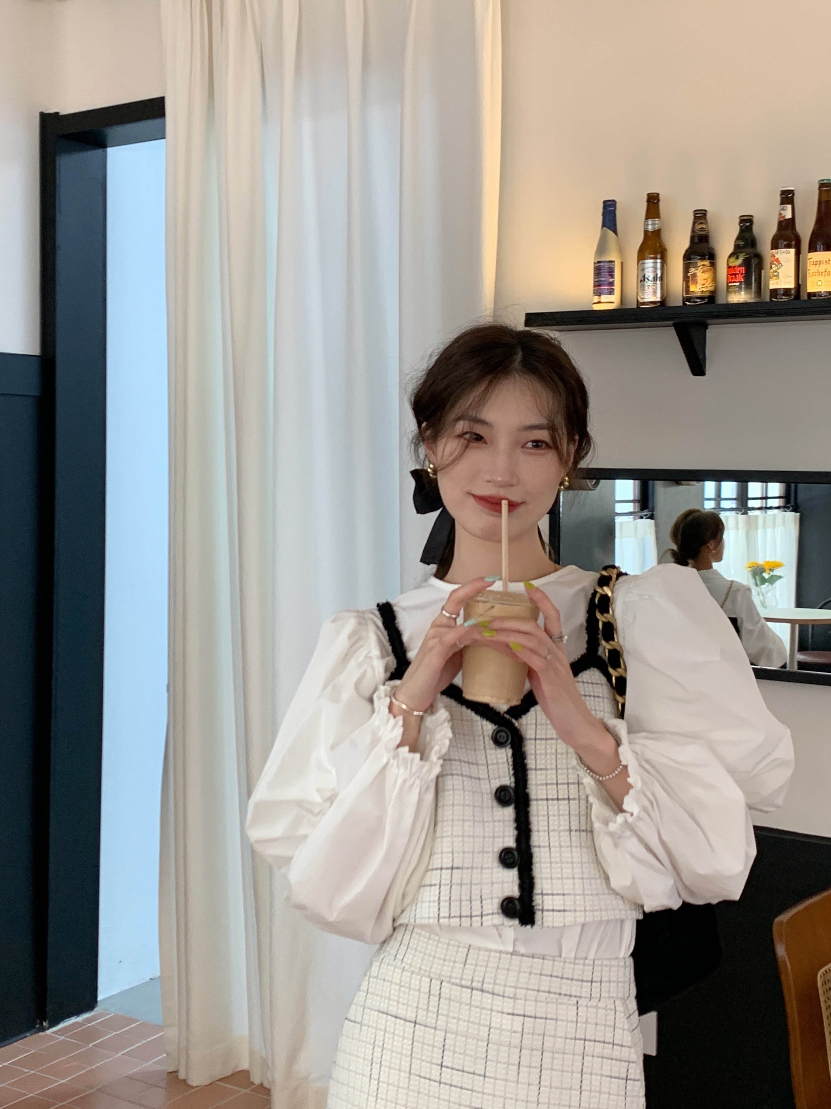 SourceWithU 天生女主 精致小香风拼色吊带背心女半身裙套装,淘宝优惠券,粉丝福利购,淘宝优惠卷