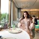 SourceWithU floating pink drawstring lantern sleeve shirt printed skirt temperament casual suit