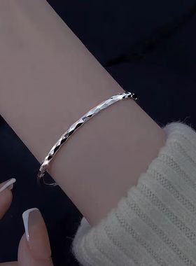 999纯银手镯ins小众设计感