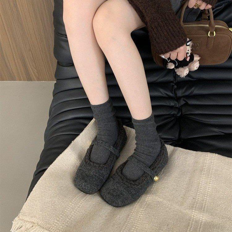 自然卷文艺女鞋毛毛鞋平底玛丽珍法式加绒百搭棉鞋女保暖加绒百搭,淘宝优惠券,粉丝福利购,淘宝优惠卷