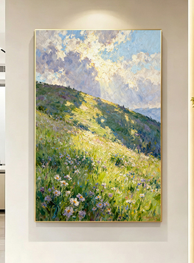 可班手绘油画山花聚吉玄关装饰画