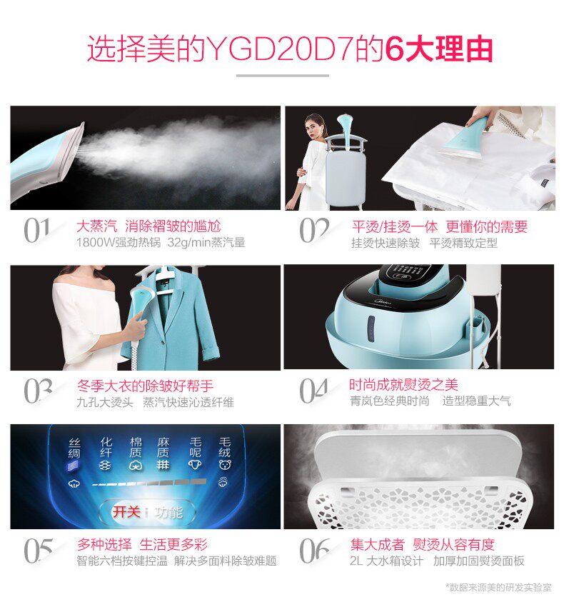 美的家用蒸汽手持小型立式挂烫机 美的美居挂烫机