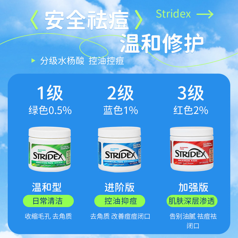 stridex水杨酸棉片青少年祛痘印黑头去闭口粉刺面膜清洁毛孔学生,淘宝优惠券,粉丝福利购,淘宝优惠卷