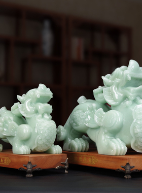 招财玉石貔貅摆件大号聚